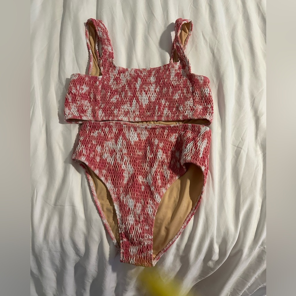 Faithfull the brand pink tie dye bikini L